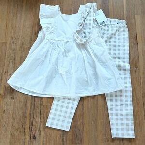 NEW W/ TAGS H&M 3T Girl's Three Piece Outfit (Blouse, Headband, Leggings)